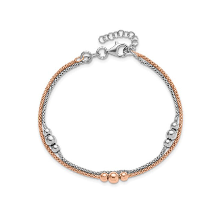 Sterling Silver Two-Tone Bead Station Bracelet