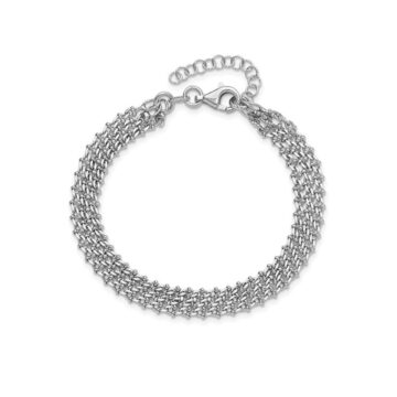 Sterling Silver 3-Row Fancy Link Bracelet