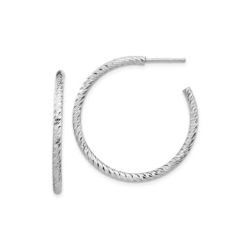 Sterling Silver Large Textured Circle Hoop Earrings