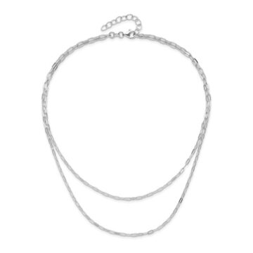 Sterling Silver Oval Link Double Strand Necklace