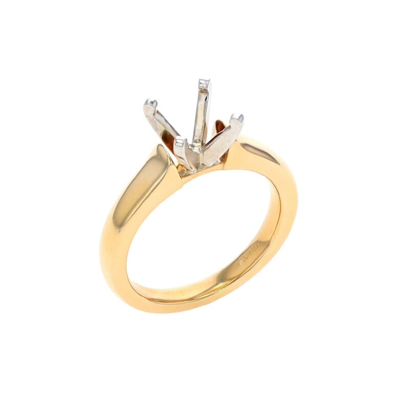 14K Yellow Gold Solitaire Engagement Ring Semi-Mounting