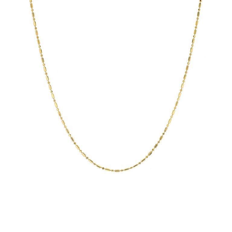 14K Yellow Gold 16-Inch 1.3 mm Bead and Bar Chain