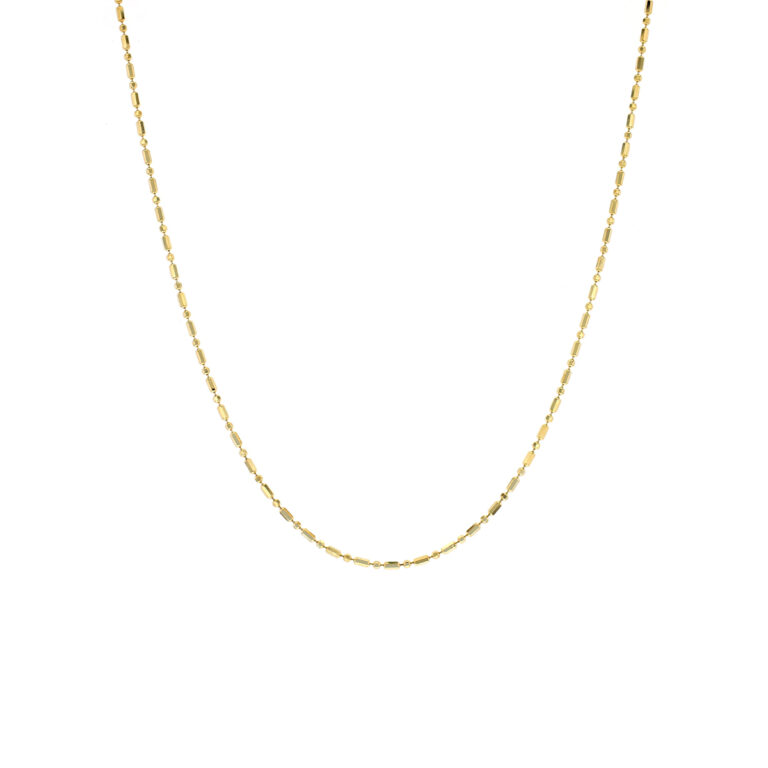 14K Yellow Gold 18-Inch 1.3 mm Bead and Bar Chain