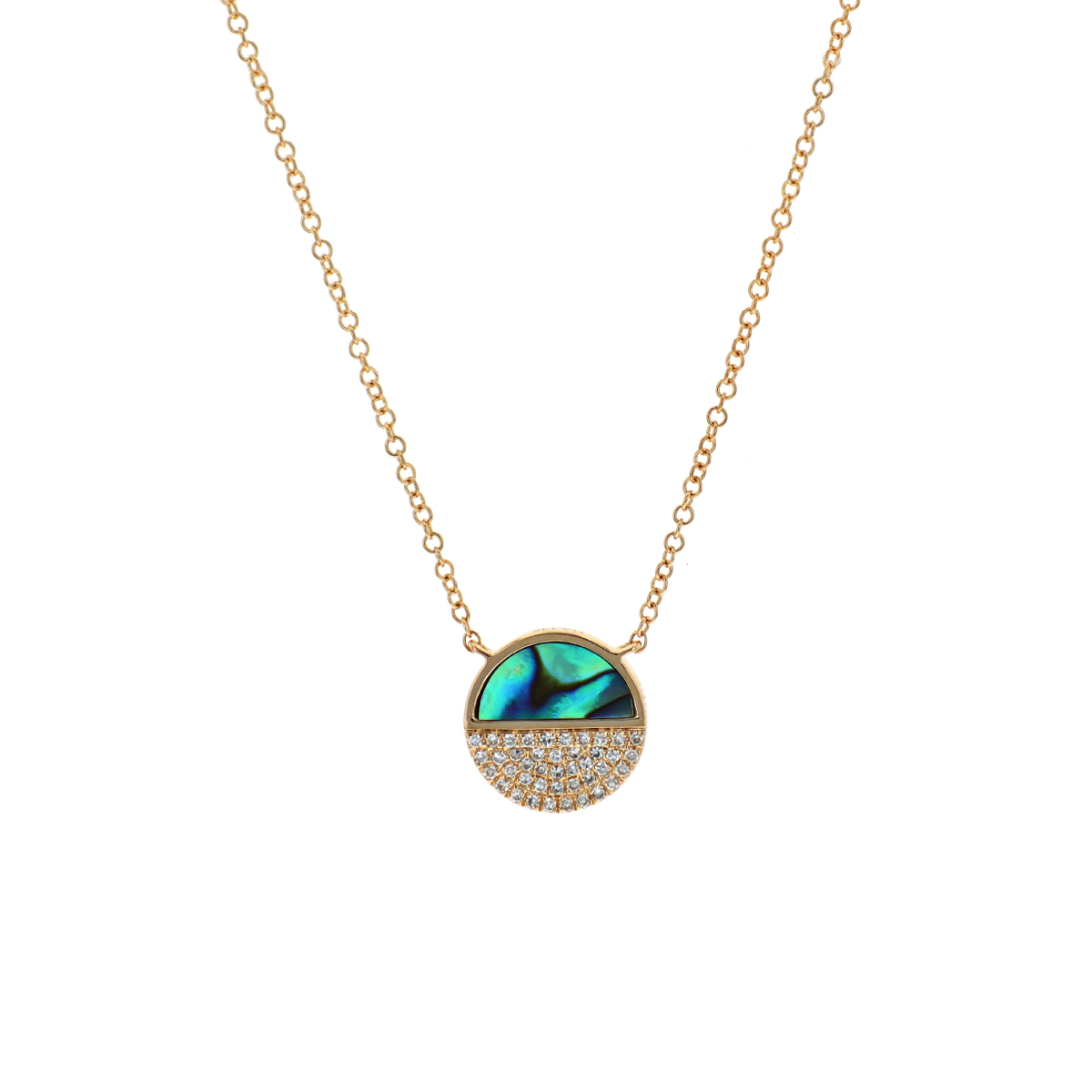 14K Yellow Gold Abalone and Diamond Necklace