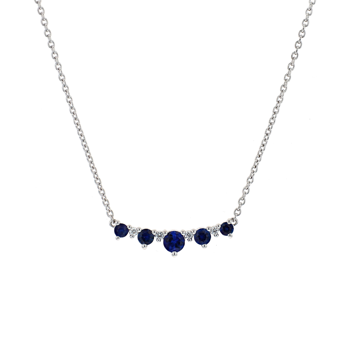 14K White Gold Sapphire and Diamond Necklace