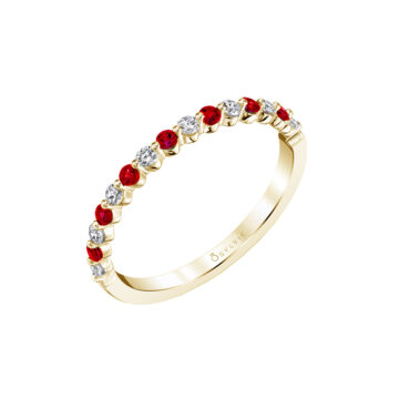 14K Yellow Gold Ruby and Diamond Band