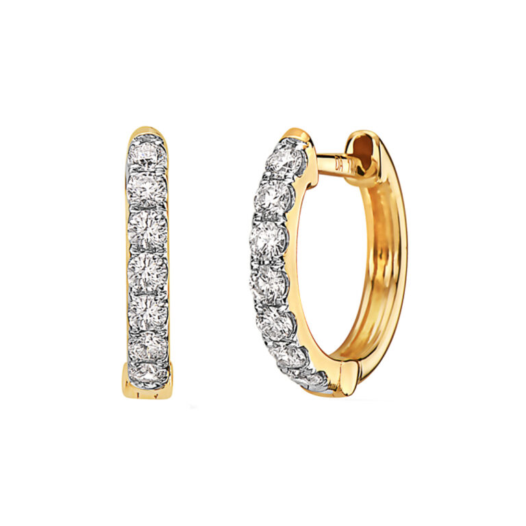 14K Yellow Gold 0.30 Carat Diamond Hoop Earrings