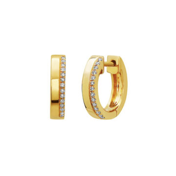 14K Yellow Gold 0.08 Carat Diamond Hoop Earrings