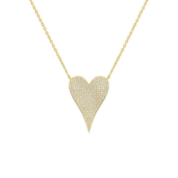 14K Yellow Gold Pavé Diamond Heart Necklace