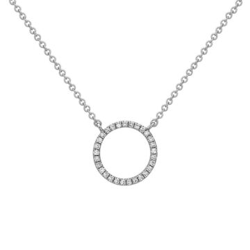14K White Gold Open Circle Diamond Necklace