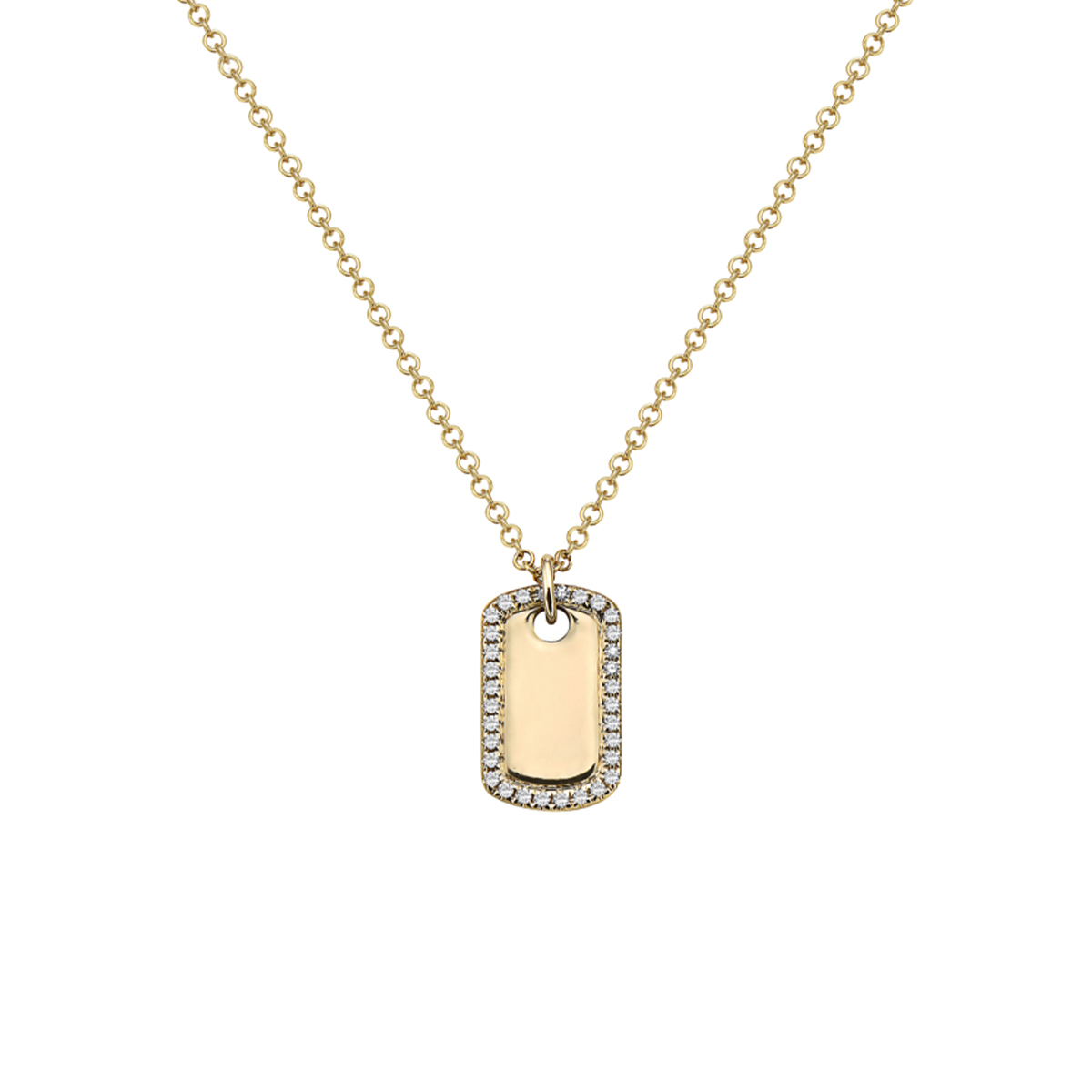 14K Yellow Gold Diamond Tag Necklace