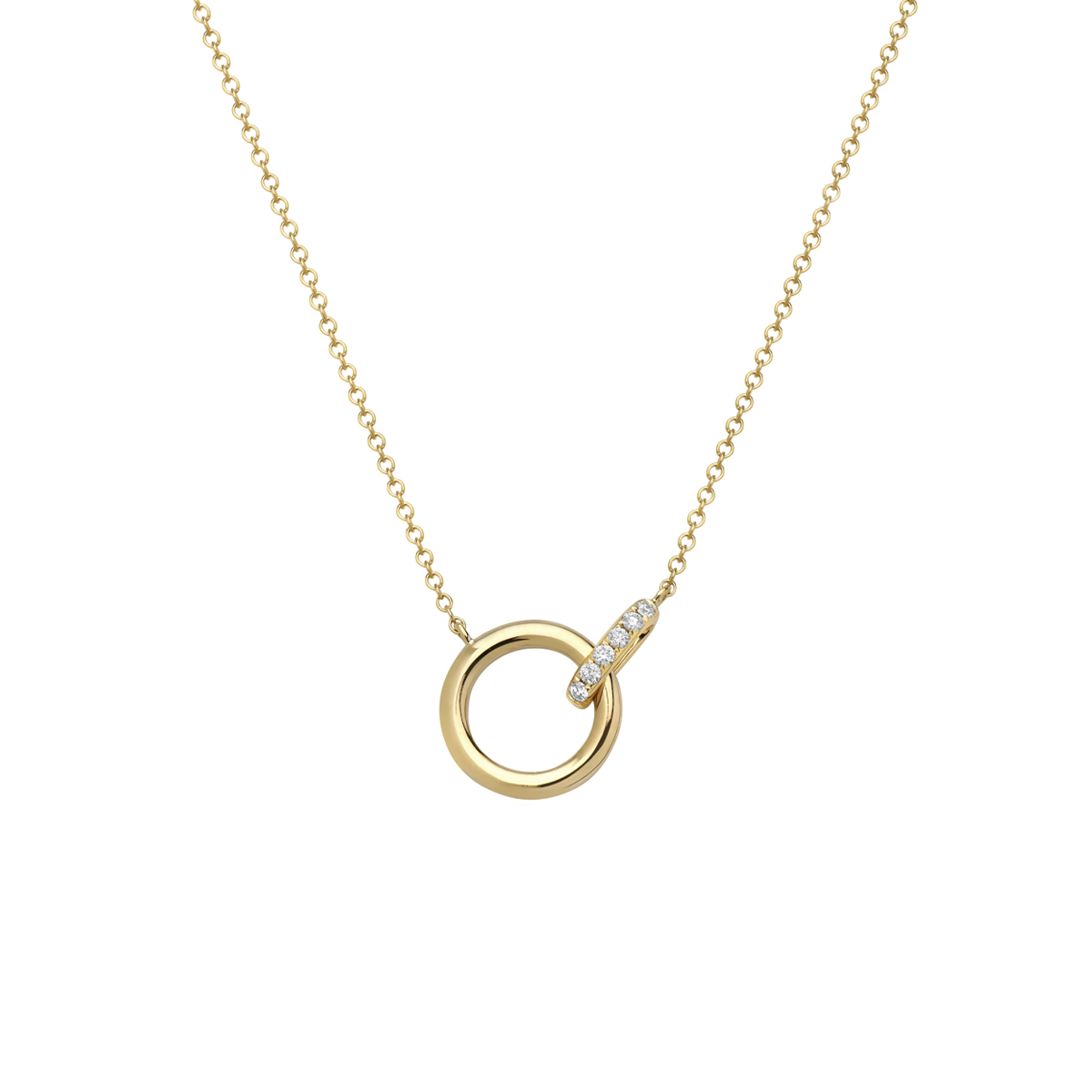 14K Yellow Gold Diamond Circle Link Necklace