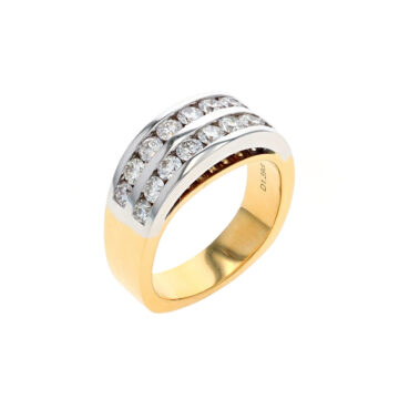 18K Two-Tone Domed 2-Row Channel Band