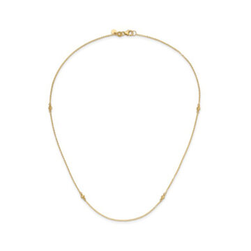 14K Yellow Gold Diamond-Cut Bead Station Necklace