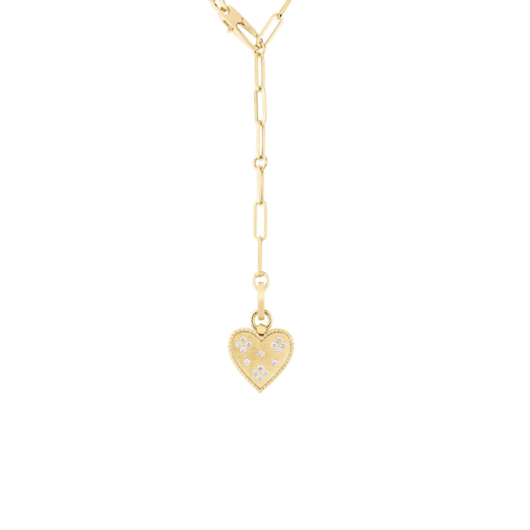 18K Yellow Gold Diamond Venetian Princess Heart Necklace