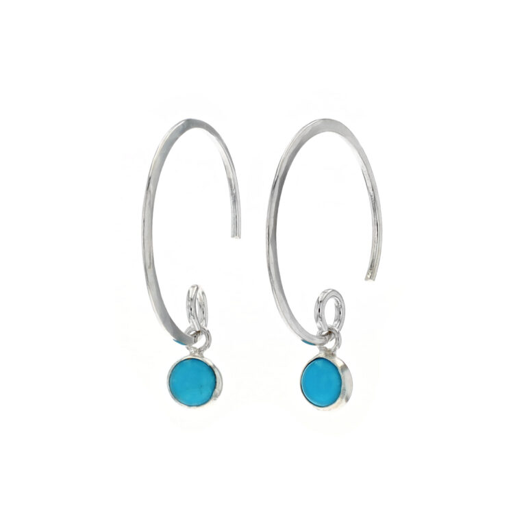 Sterling Silver Turquoise Dangle Hoop Earrings Josephs Jewelers