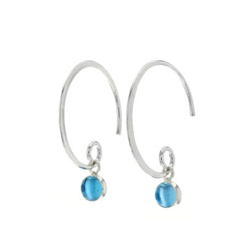 Sterling Silver Blue Topaz Dangle Hoop Earrings