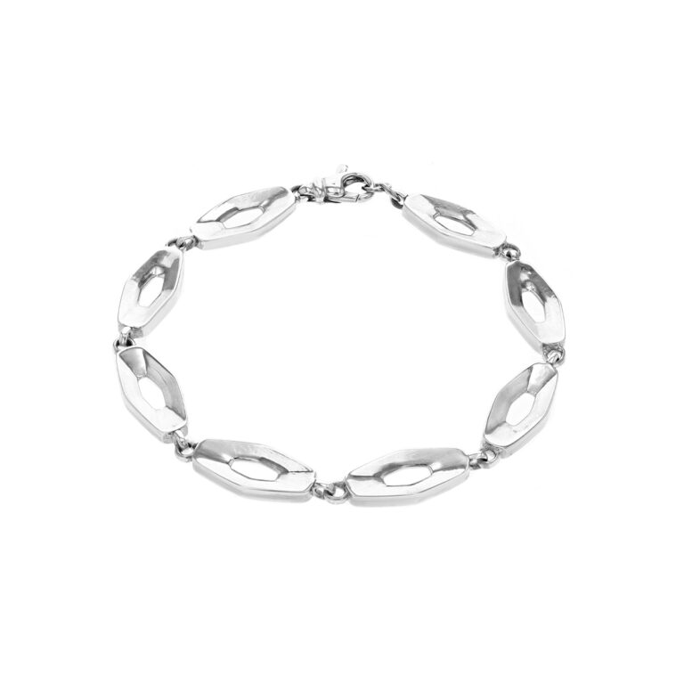 Sterling Silver Hexagon Link Bracelet
