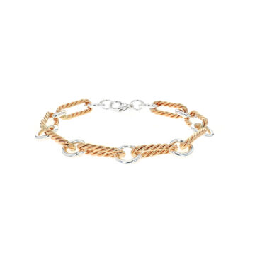 Sterling Silver Two-Tone Braid and Polished Link Bracelet