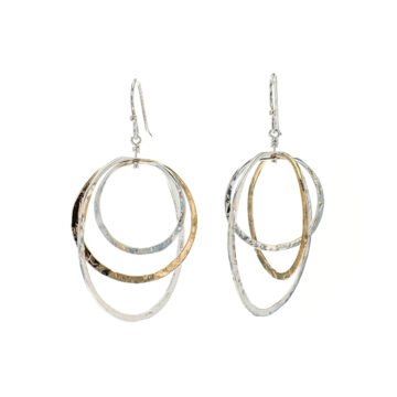 Sterling Silver Two-Tone Large 3-Circle Earrings