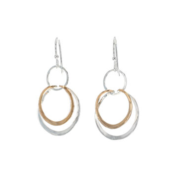 Sterling Silver Two-Tone Intertwined Circle Dangle Earrings