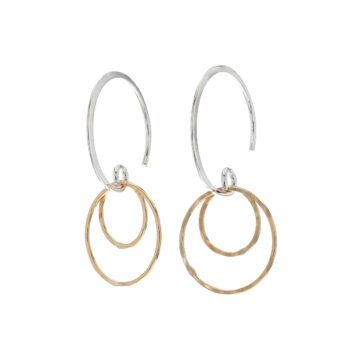 Sterling Silver Two-Tone Multi-Circle Dangle Earrings