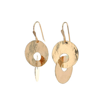 Gold Filled Sterling Silver Hammered Double Disc Earrings