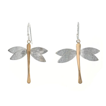 Sterling Silver Two-Tone Dragon Fly Earrings