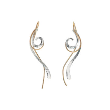 Sterling Silver Two-Tone Swirl Dangle Earrings