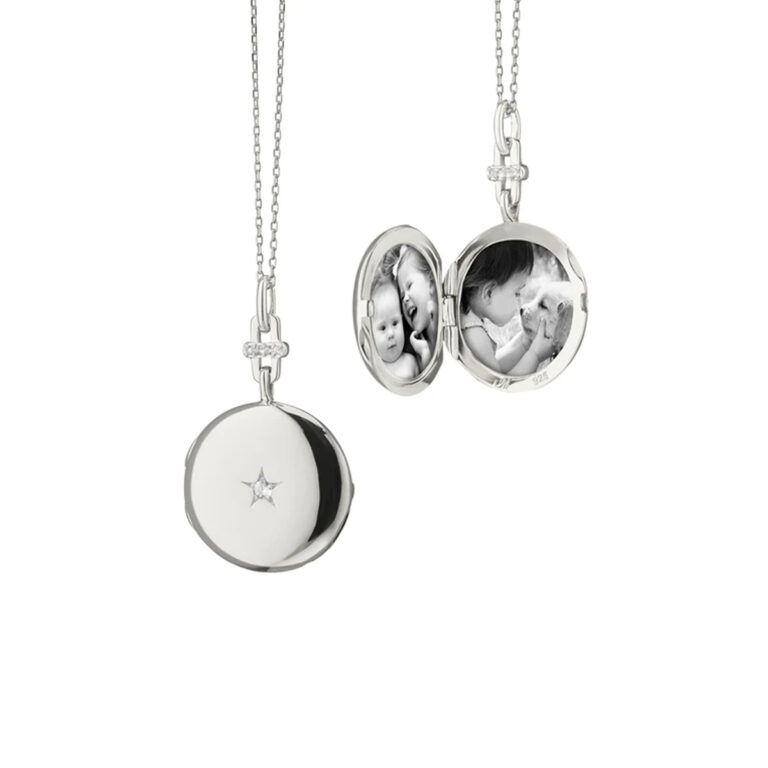 Sterling Silver Twinkle Round Diamond Locket with Chain