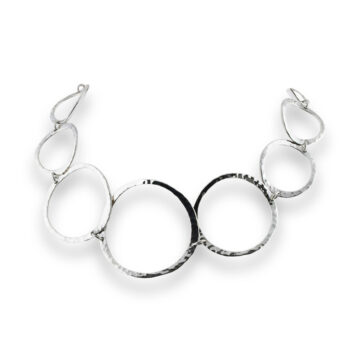 Sterling Silver Ripple Circle Link Necklace