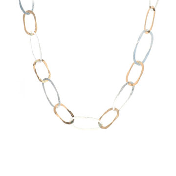 Sterling Silver Two-Tone Hammered Link Necklace