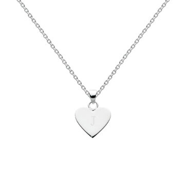 Sterling Silver Alphabet "J" Heart Pendant with Chain