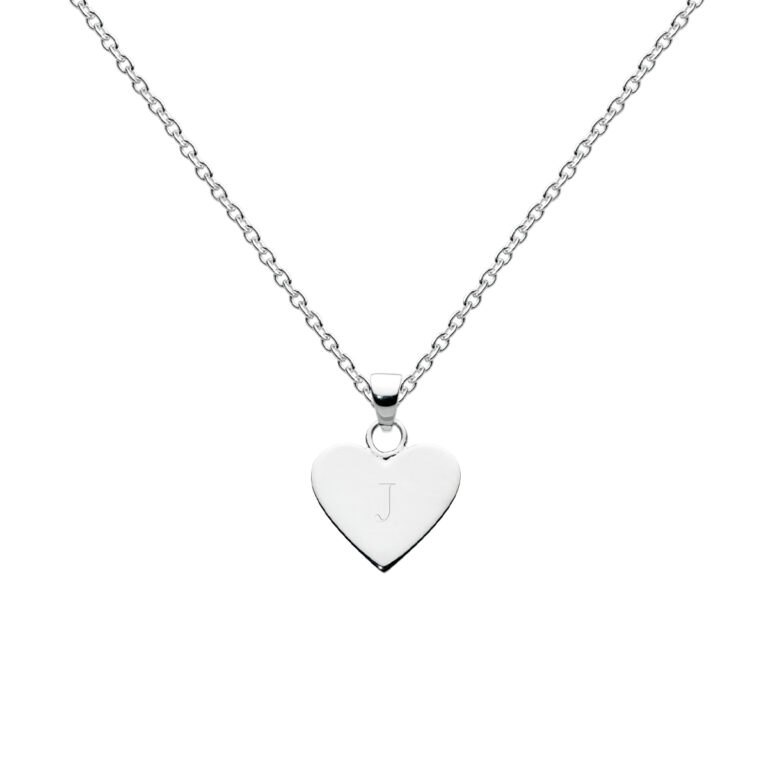 Sterling Silver Alphabet "J" Heart Pendant with Chain