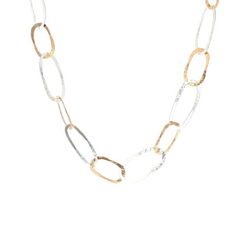 Sterling Silver Two-Tone Hammered Lin Necklace
