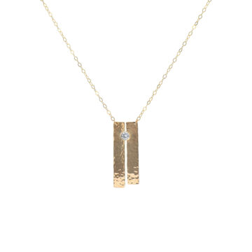 Gold Filled Sterling Silver Cubic Zirconia Double Bar Necklace