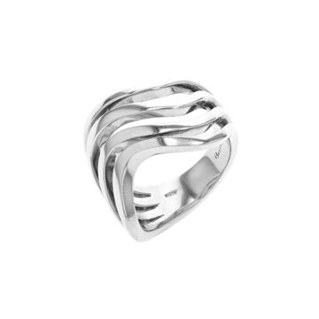Sterling Silver 4-Row Wavy Fashion Ring