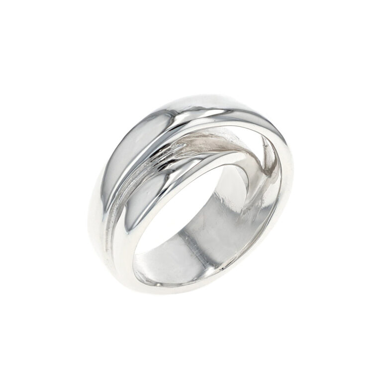 Sterling Silver Wide Crossover Ring
