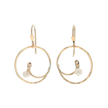 Gold Filled Sterling Silver Circle Drop Pearl Earrings