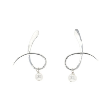 Sterling Silver Pearl Dangle Loop Earrings