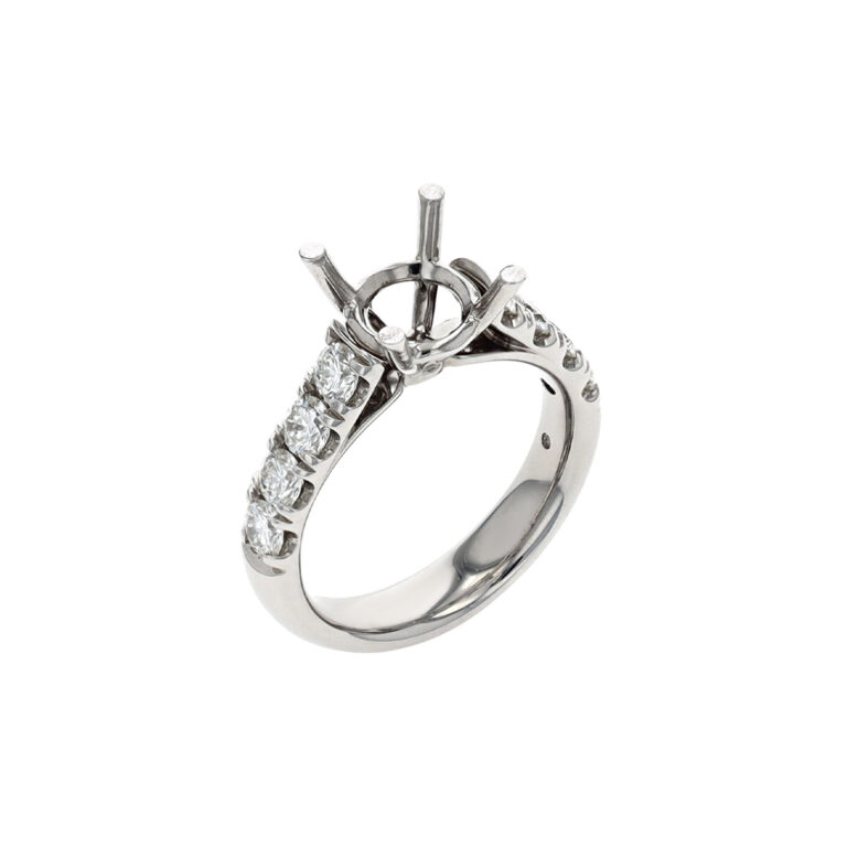 14K White Gold 0.98 Carat Diamond Engagement Ring Semi-Mounting