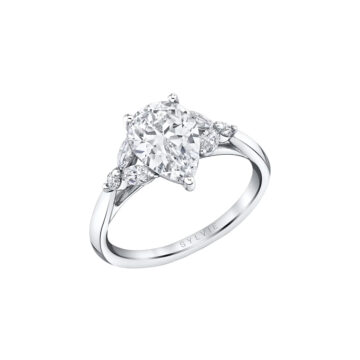 14K White Gold Cubic Zirconia Pear Engagement Ring