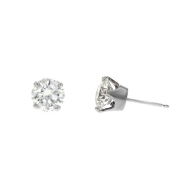 14K White Gold 2.51 Carat Diamond Stud Earrings