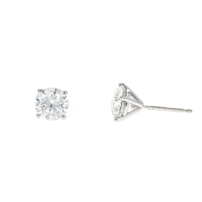 14K White Gold 2.02 Carat Diamond Stud Earrings