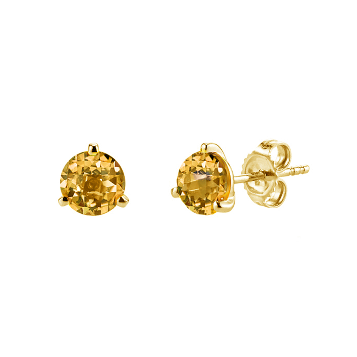 14K Yellow Gold Round Citrine Earrings