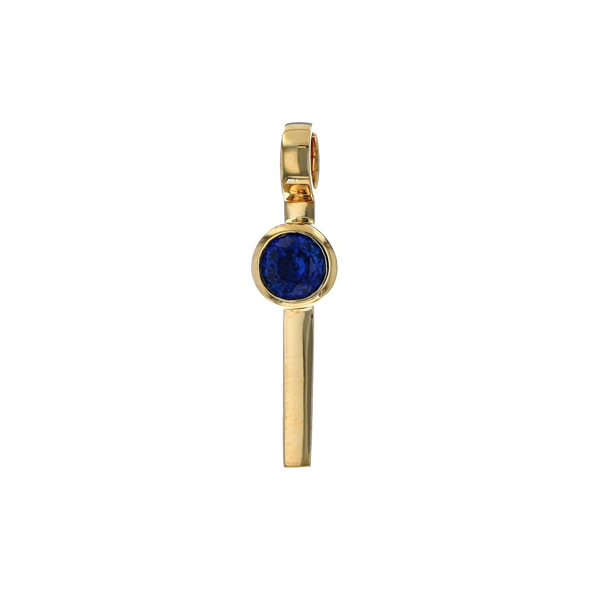 14K Yellow Gold Stackable Round Blue Sapphire Pendant