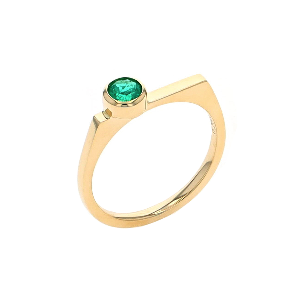 14K Yellow Gold Stackable Emerald Ring