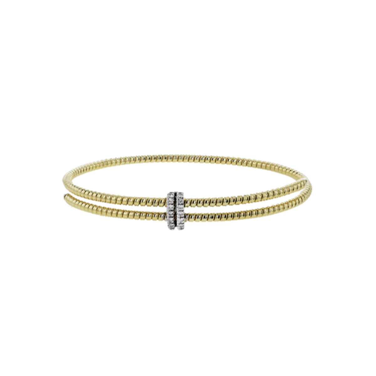 18K Two-Tone Diamond Link Double Bangle Bracelet