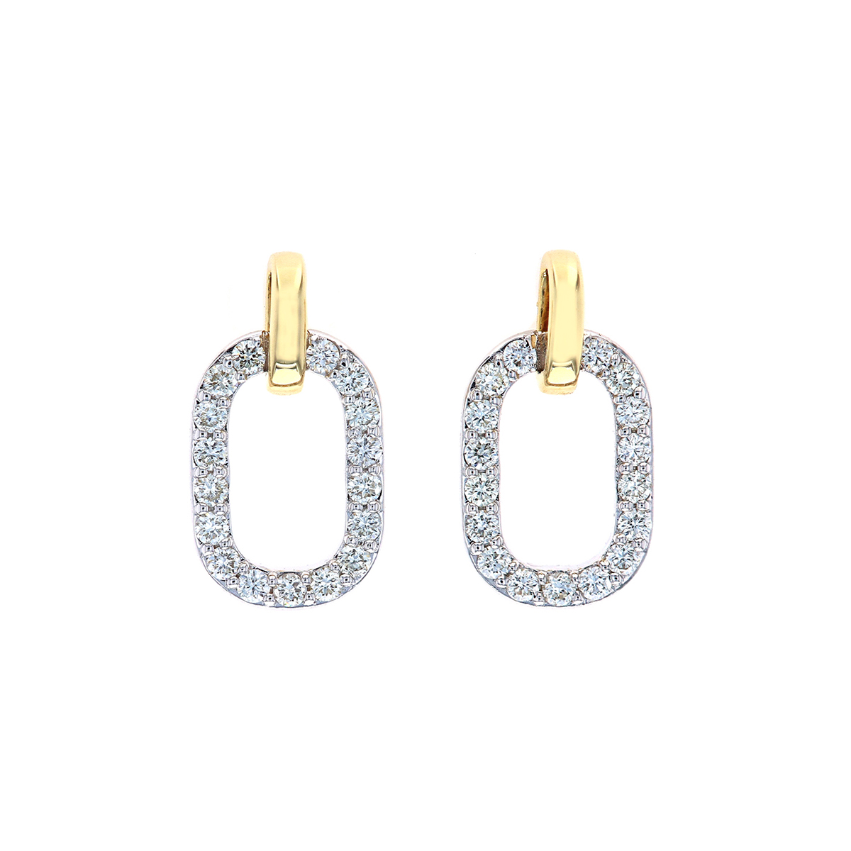 14K Two-Tone Diamond Dangle Earrings