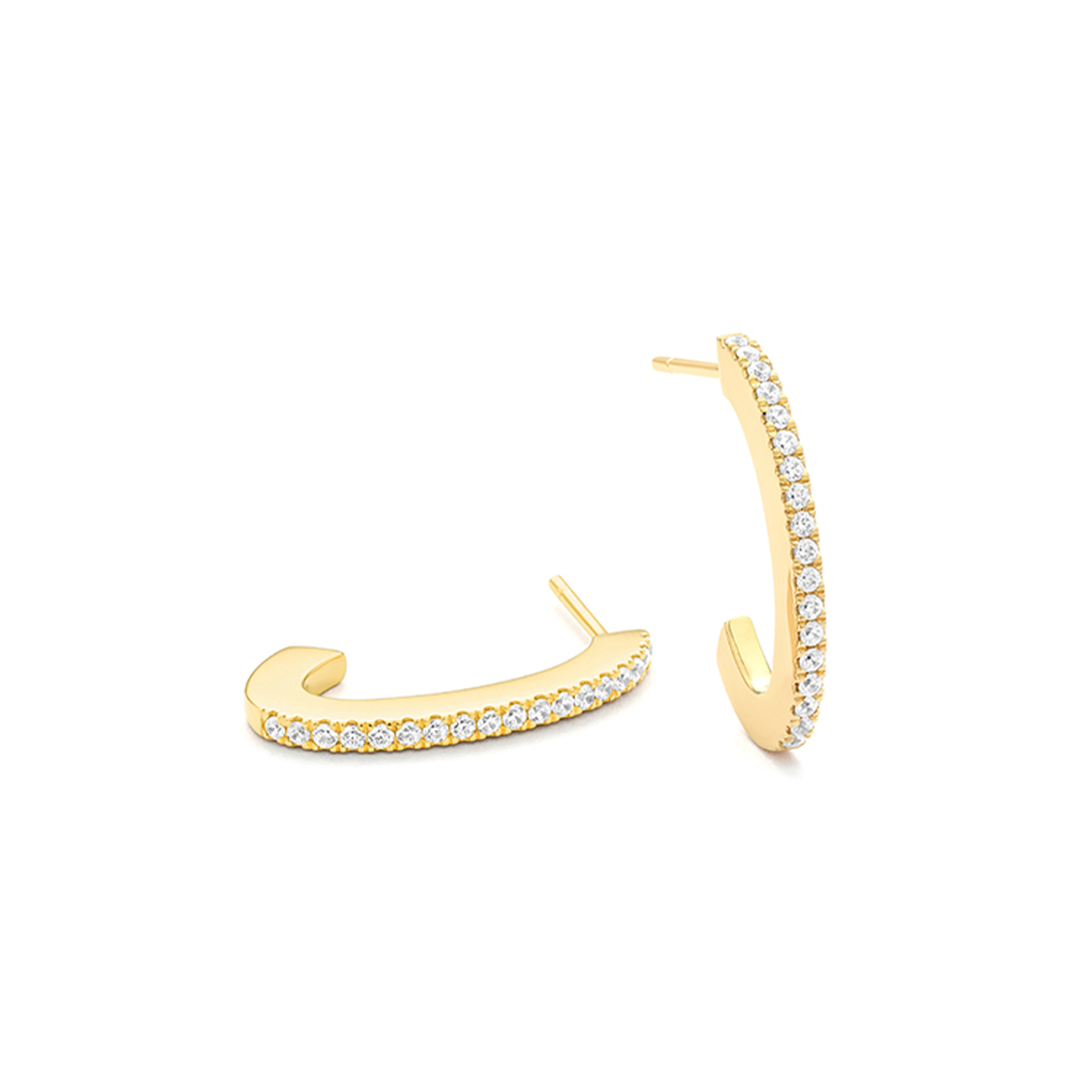 14K Yellow Gold 0.55 Carat Diamond J-Hoop Earrings